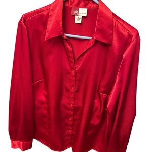 JM Collection Red Satin Blouse